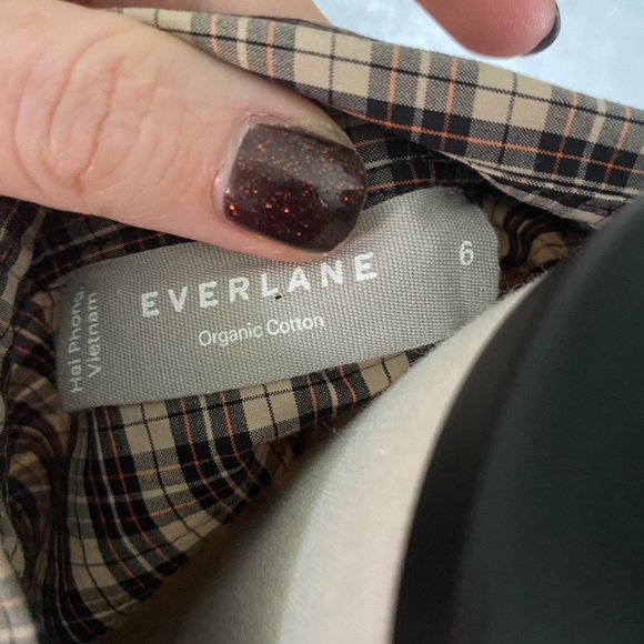 Everlane Brown Checkered Button Down Shirt - Picture 5 of 6